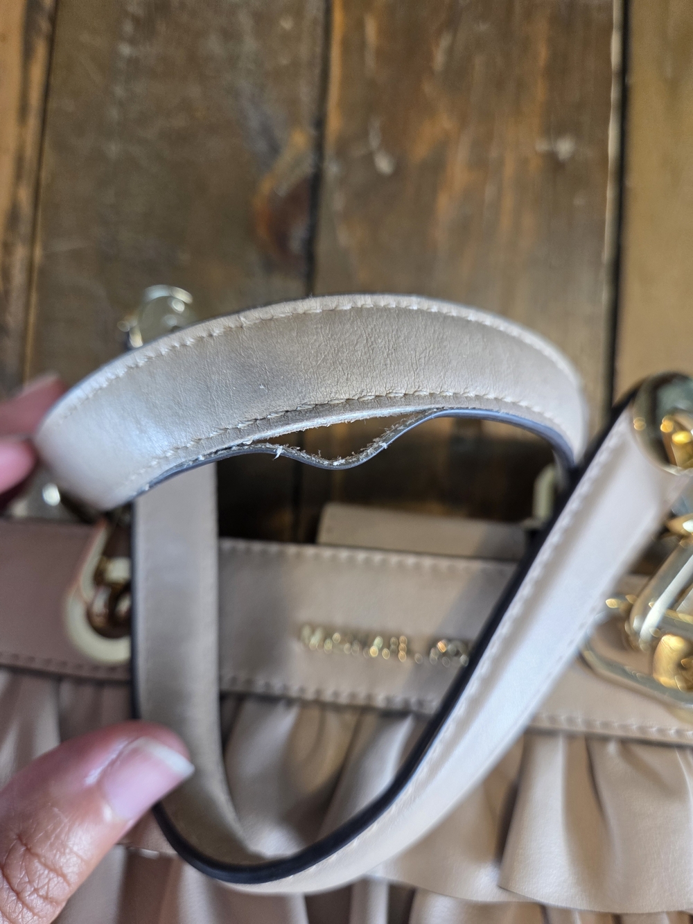 Michael Kors Women's Blush Ruffle Leather Satchel - Picture 11 of 15